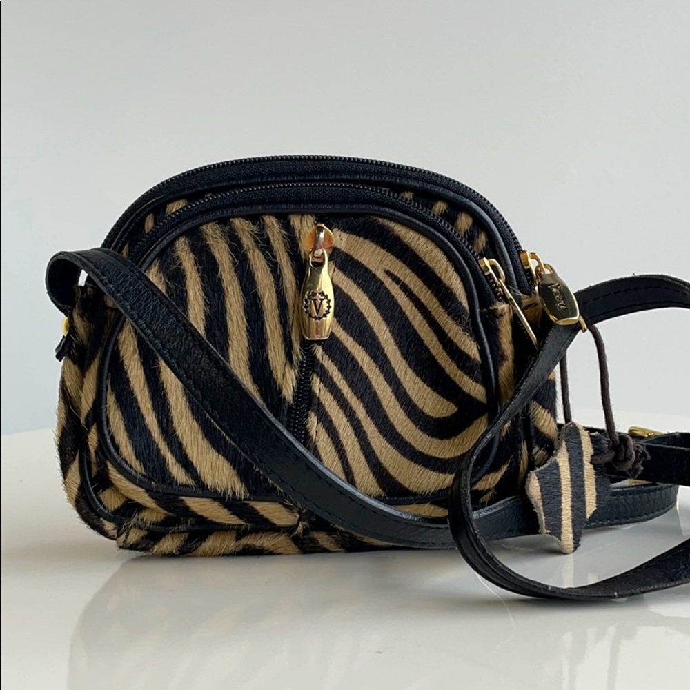Valenci Leather & Zebra Fur Crossbody Bag